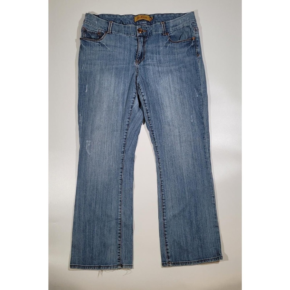 Seven7 Luxe Thalia Bootcutโ Jeans Light Wash Distressed Blue Denim Womens 29